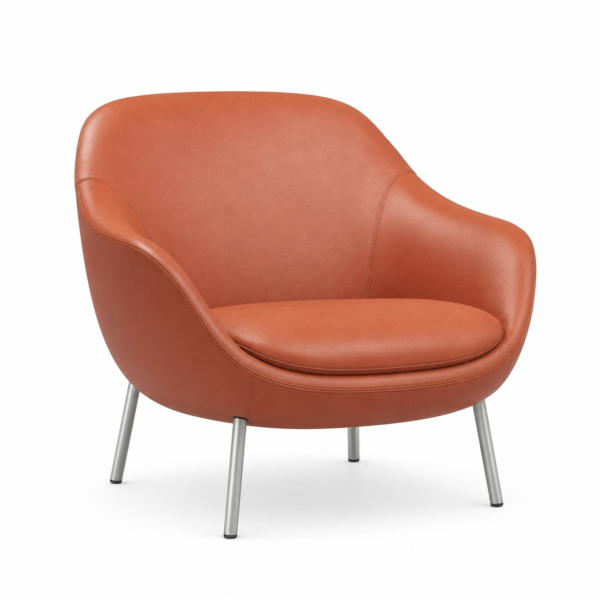 Sillón de Cuero Sintético Marrón con Patas de Metal