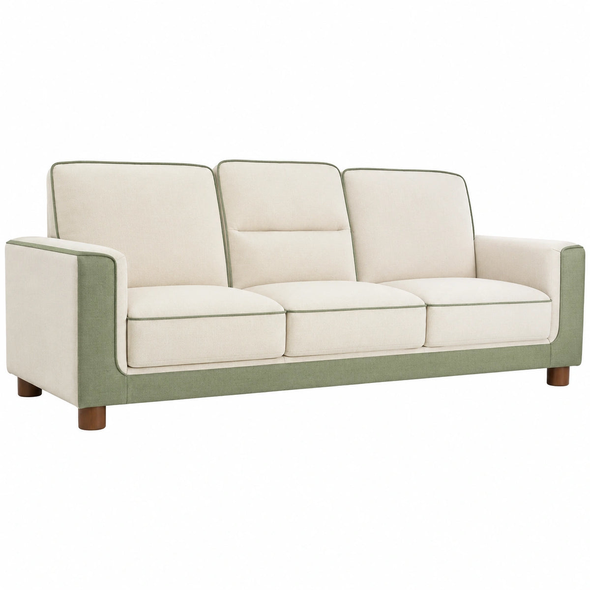 Sofá de tres plazas de tela Beige y Verde 210cm