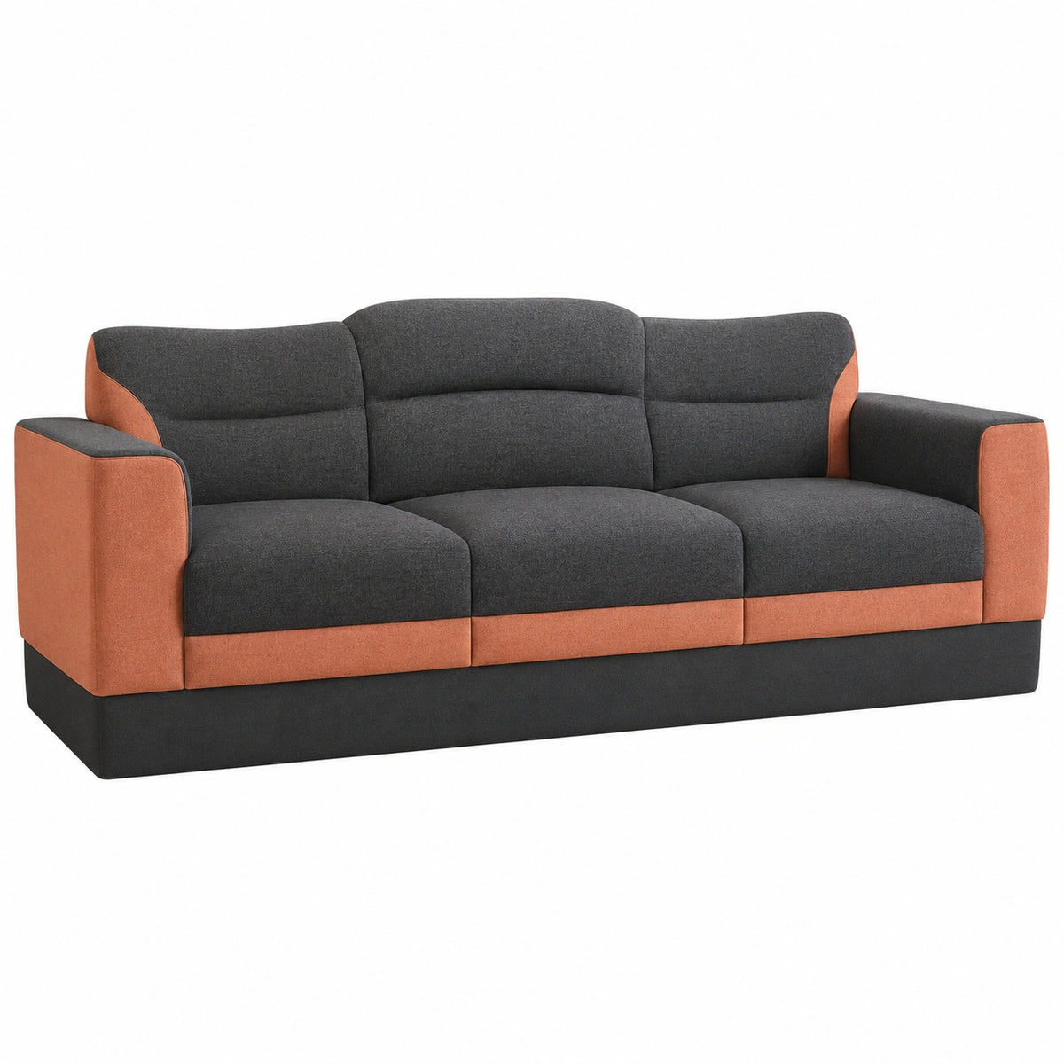 Sofá de Tela de Poliéster Gris y Naranja 3 Plazas 200 cm