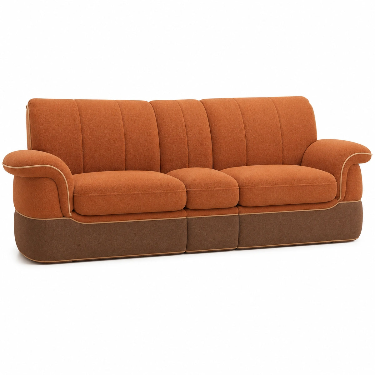 Sofá de 3 plazas de tela marrón/naranja 220x90x85 cm