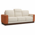 Sofá de 3 plazas de madera y poliéster Beige/Naranja 200x90x85 cm